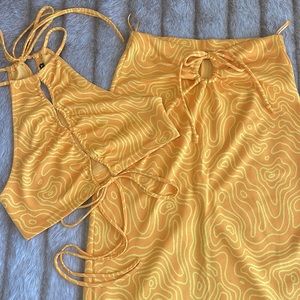 Zara maxi skirt/ cami set orange/ yellow size US Small mint condition
